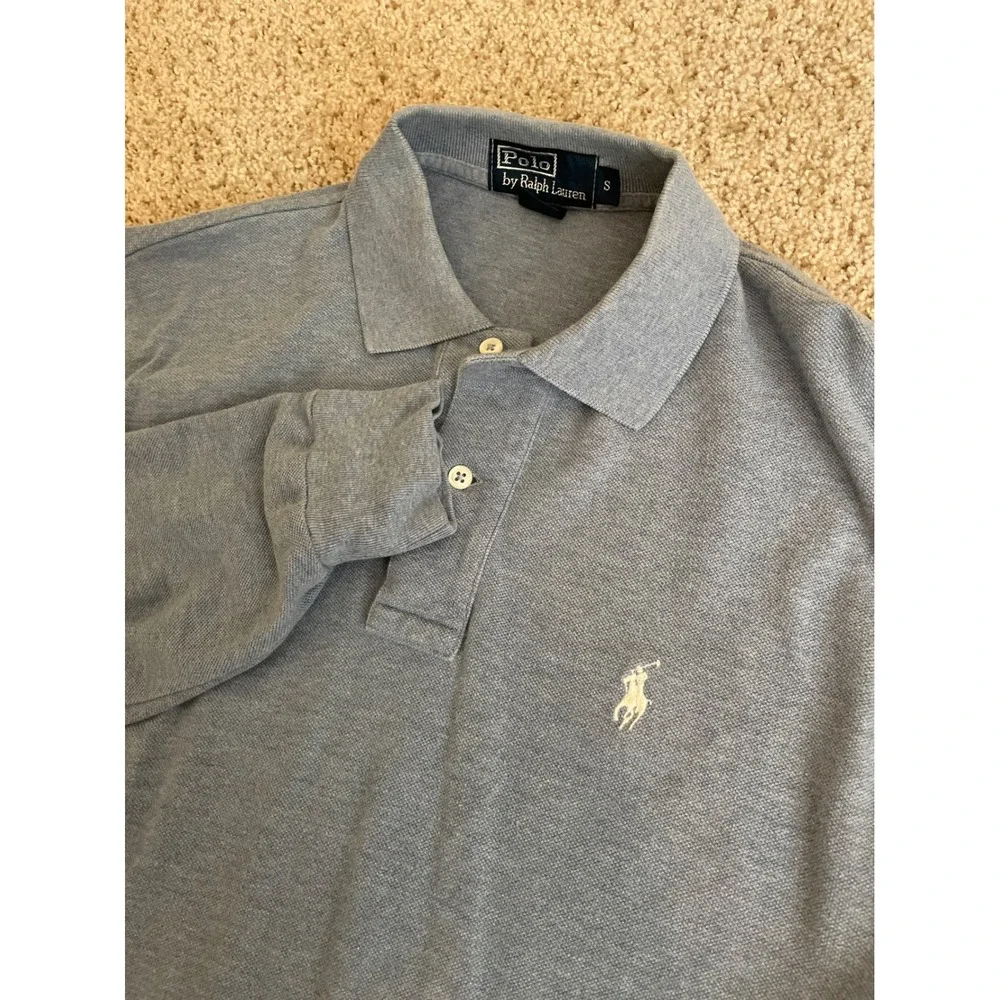 Polo Ralph Lauren Men's Long Sleeve Polo Shirt Small Blue Pique White Pony Logo